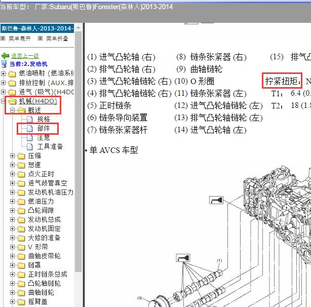 2014年斯巴鲁森林人发动机大修扭矩