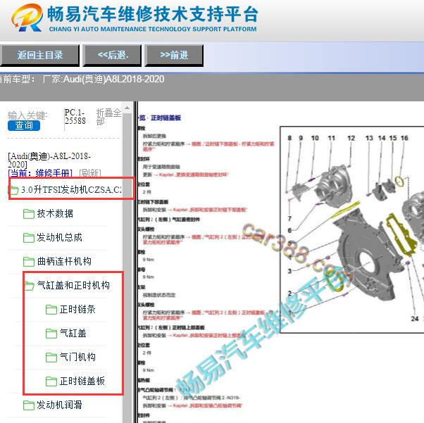 2018-2020年奥迪A8L发动机正时