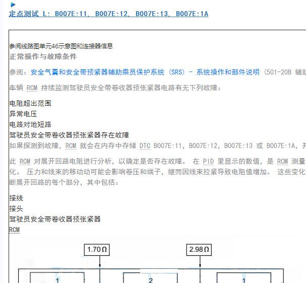2021年福特探险者B007E故障码诊断和位置资料