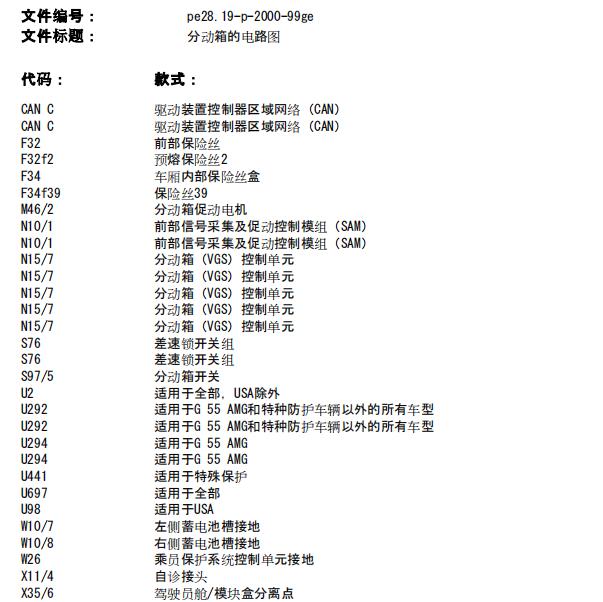 2007年奔驰G55分动箱电路图