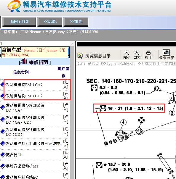 1994年日产阳光发动机扭矩资料