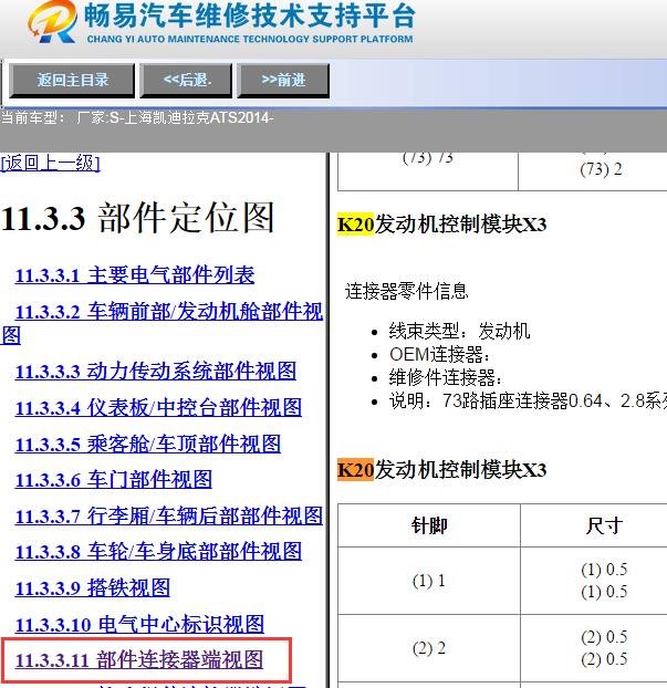 2014年凯迪拉克ATS发动机针脚定义