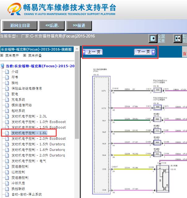 2015-2016年福特福克斯发动机电路图