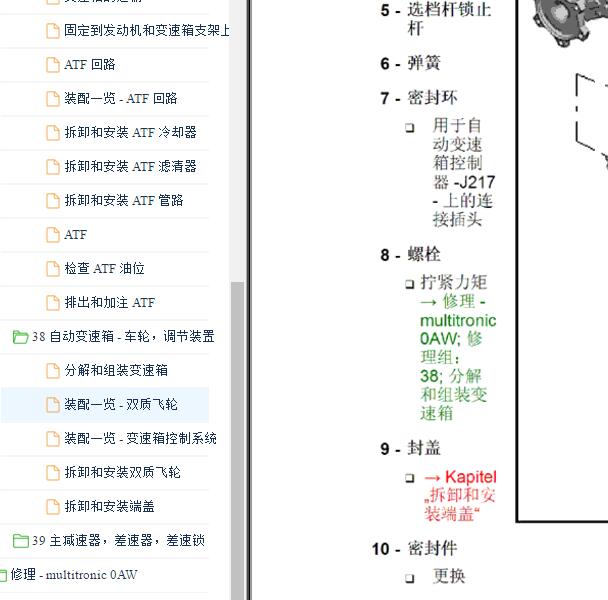 2014年奥迪A6L  0AW变速箱维修手册