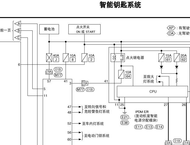2009年日产轩逸无钥匙电路图