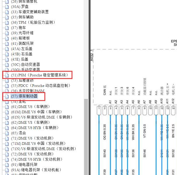 2012年保时捷卡宴 ABS和手刹电路图.