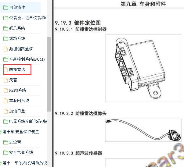 2021-2022年东风风光500防撞雷达模块位置