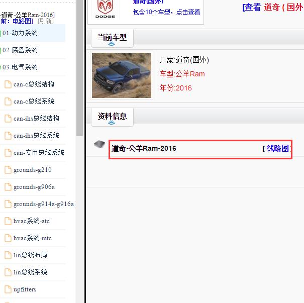 2016年道奇公羊RAM全车电路图