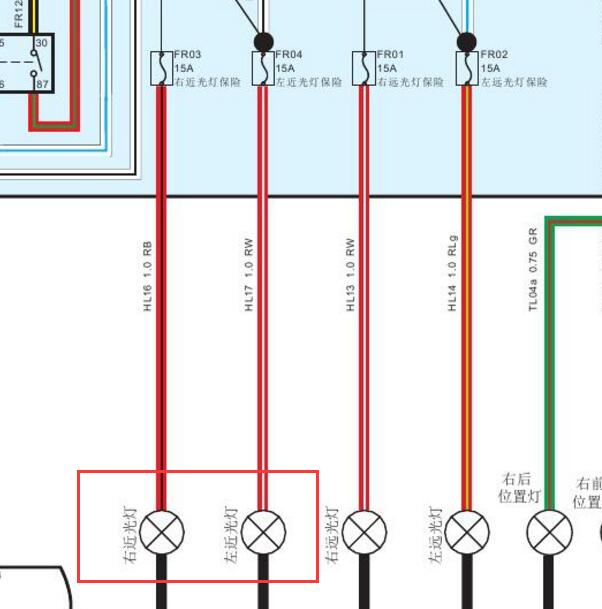 2015-2016年陆风X7 近光灯电路图