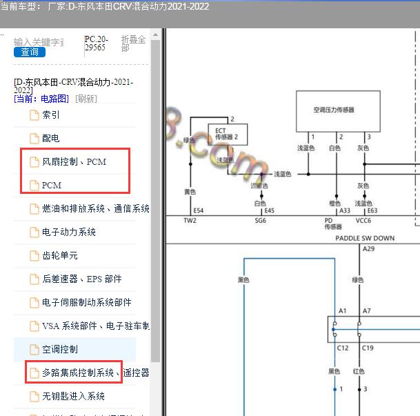 2021年本田CRV发动机及车身电路图