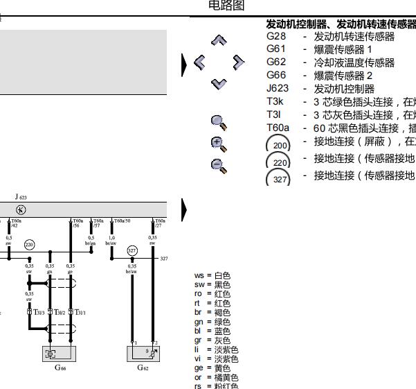 2008年奥迪A6发动机爆震传感器电路图