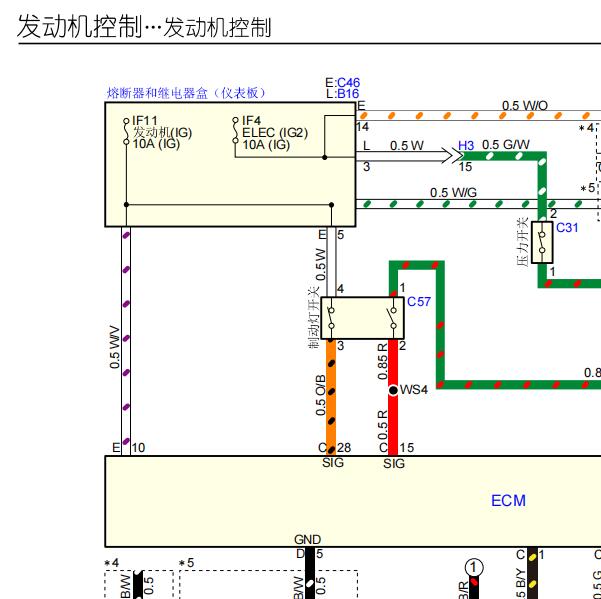 2015年五十铃D-MAX发动机电路图
