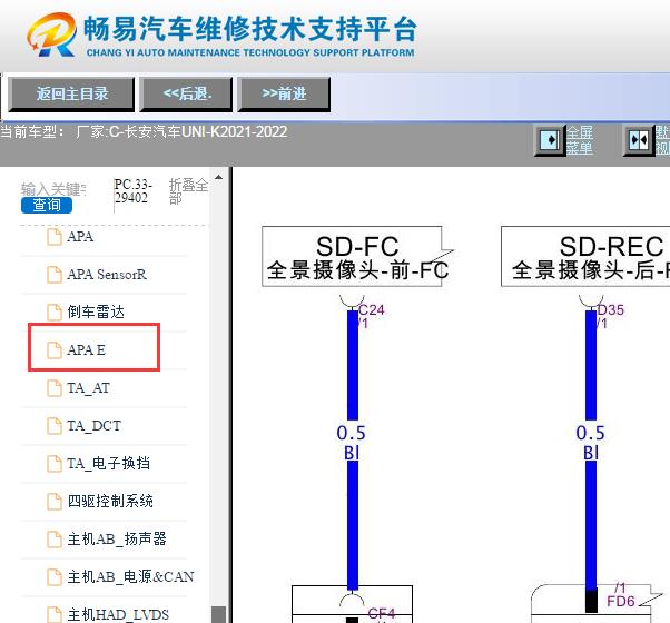 2021-2022年长安UNI-K全景影像电路图