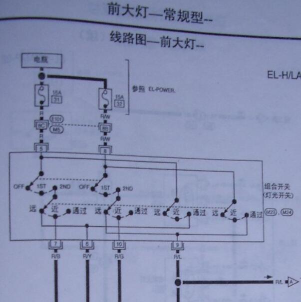 2003年日产帕拉丁大灯电路图
