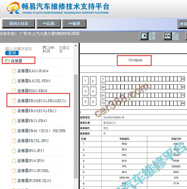 2018-2020年大通V80发动机针脚资料