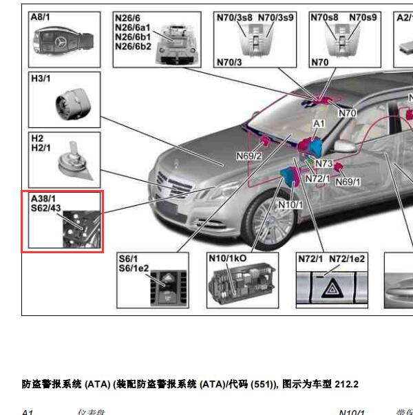 2012年奔驰E260发动机罩开关位置