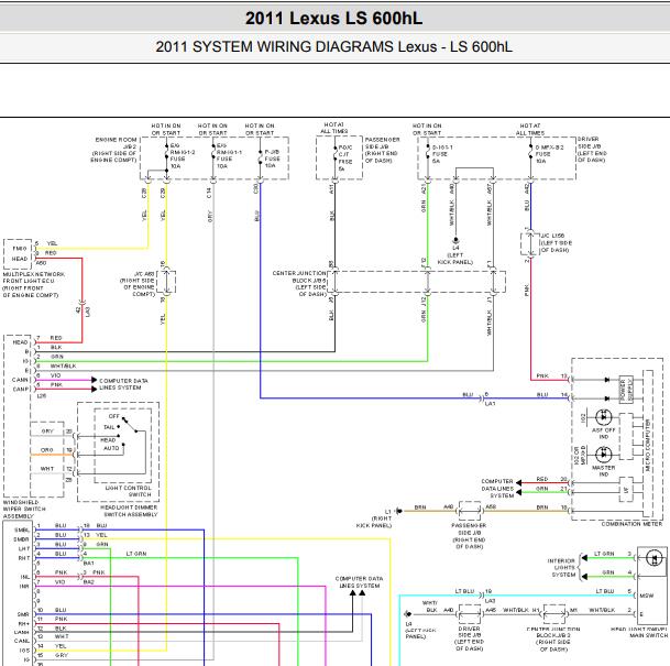 2011年雷克萨斯LS600hl大灯电路图