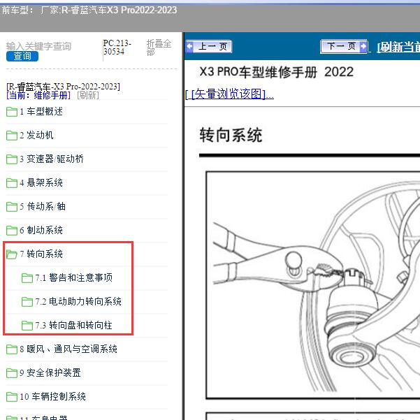 2022-2023年睿蓝汽车-X3 Pro 转向系统维修手册