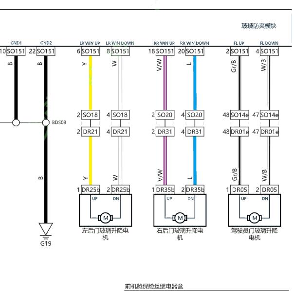 2022年吉利缤瑞车门玻璃电路图