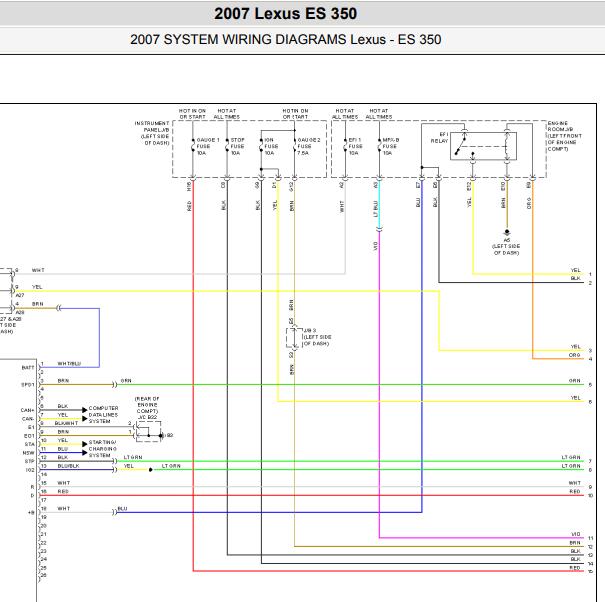2007年雷克萨斯ES350 变速箱电路图