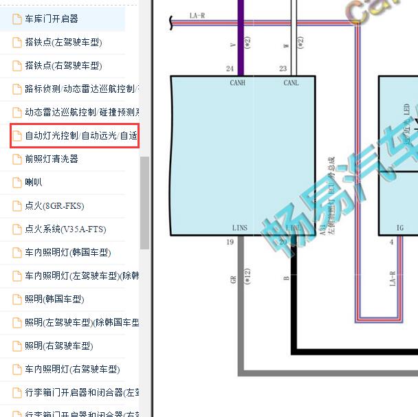2018-2019年雷克萨斯LS350 大灯电路图