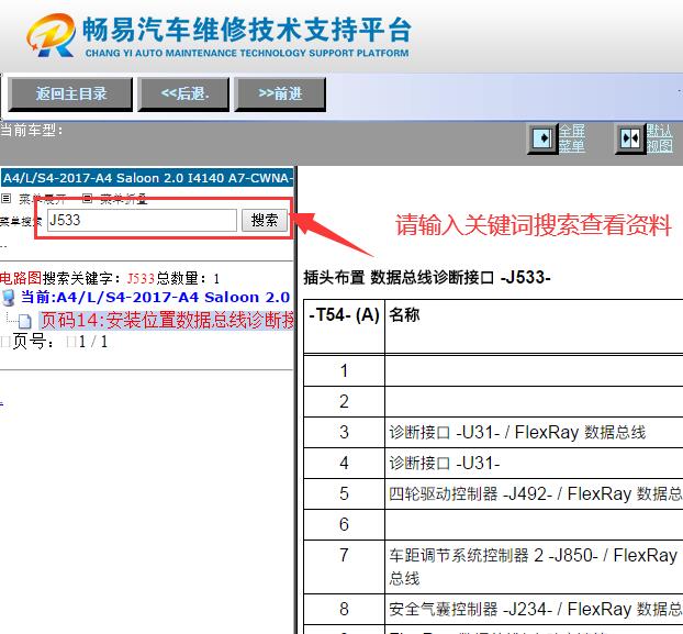 2017年奥迪A4L 网关针脚资料