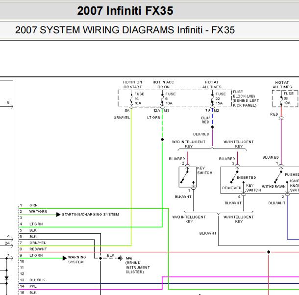 2007年英菲尼迪FX35仪表油泵电路图