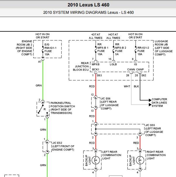 2010年雷克萨斯LS460雾灯电路图及保险继电器位置