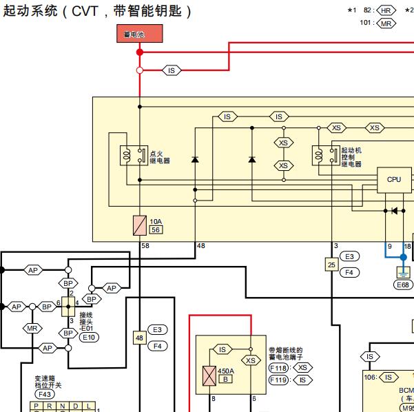 2019年日产轩逸启动电路图