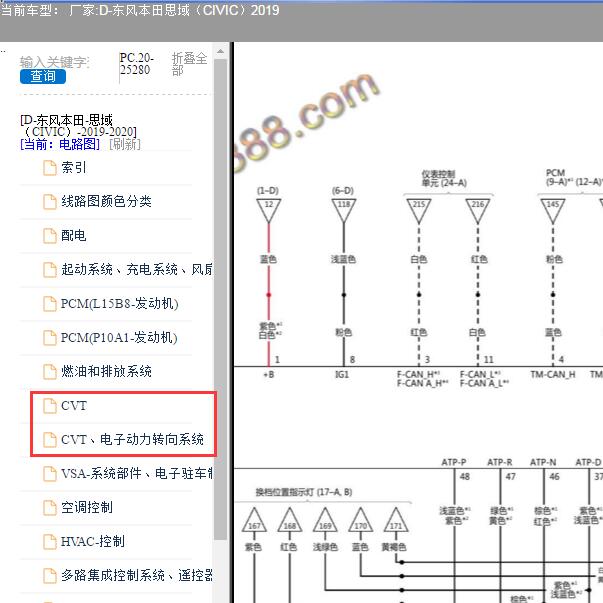 2019年本田思域变速箱电路图