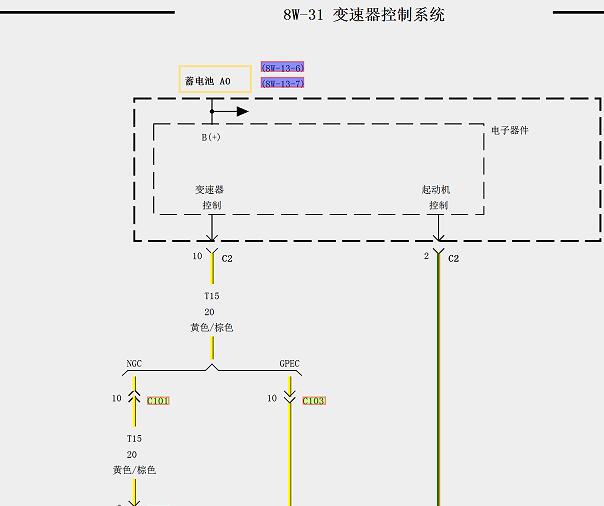 2008年克莱斯勒铂锐变速箱电路图和发动机针脚资料