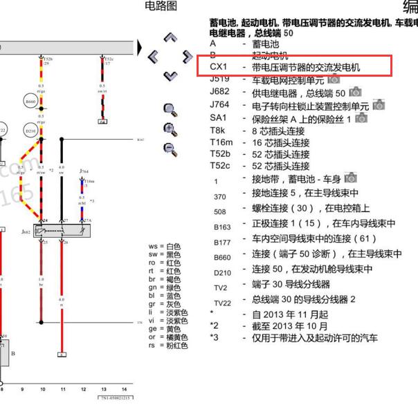 2011-2015年 大众夏朗发电机电路图
