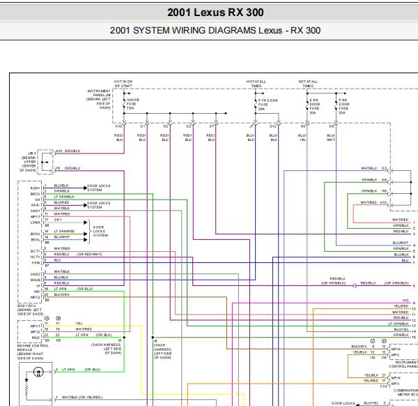 2001年雷克萨斯RX300防盗电路图