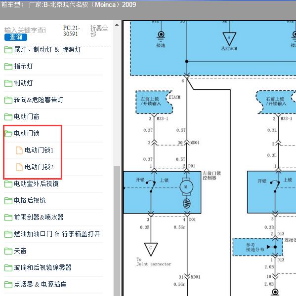 2009年北京现代-名驭（Moinca）车身相关电路图