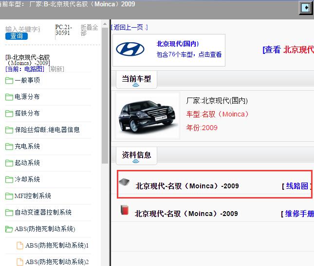 2009年北京现代-名驭（Moinca）全车电路图