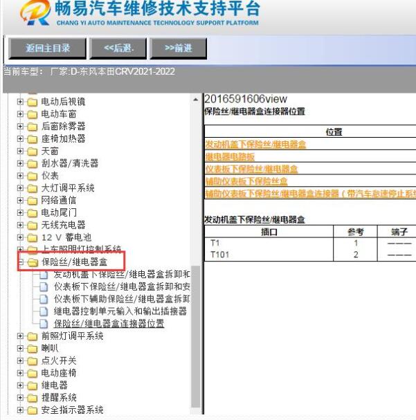 2021-2022年本田CR-V保险丝与继电器位置