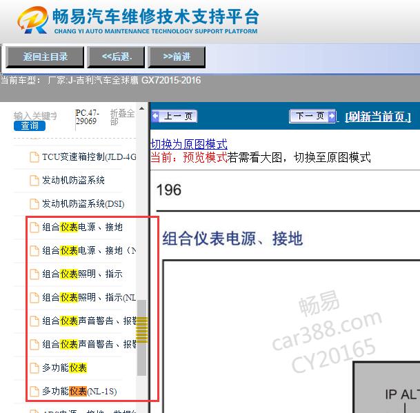 2015-2016年吉利全球鹰GX7仪表电路图