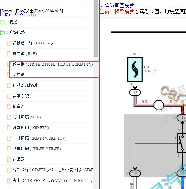 2014-2018年丰田海狮空调电路图