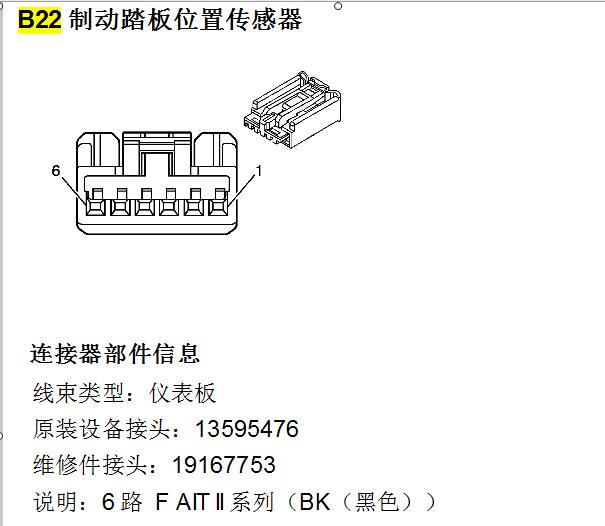 2012年凯迪拉克SRX刹车开关针脚资料