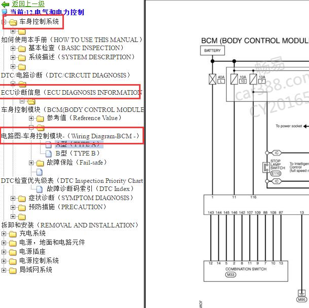 2011年英菲尼迪FX35 车身模块电路图