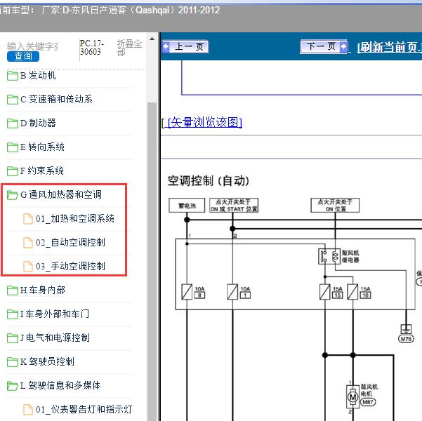 2011-2012年东风日产-逍客（Qashqai）空调电路图