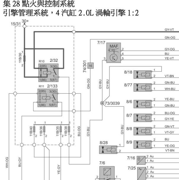 2012年沃尔沃XC60发动机及保险电路图