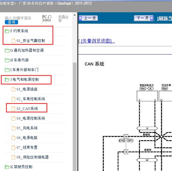 2011-2012年东风日产-逍客（Qashqai）通讯和气囊电路图