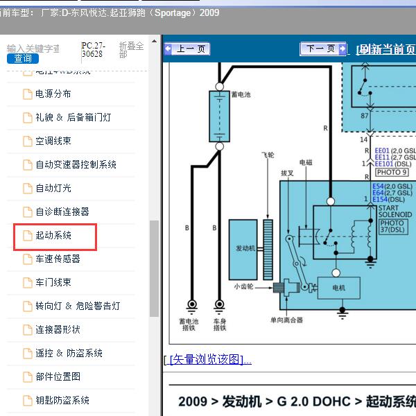 2009年东风悦达.起亚-狮跑（Sportage）起动系统电路图