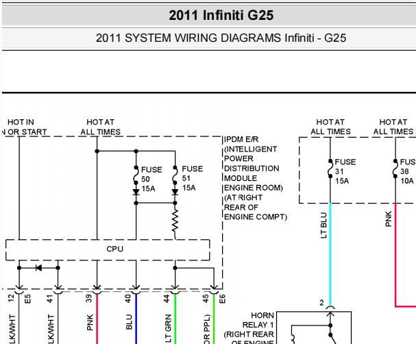2011年英菲尼迪G25喇叭电路图