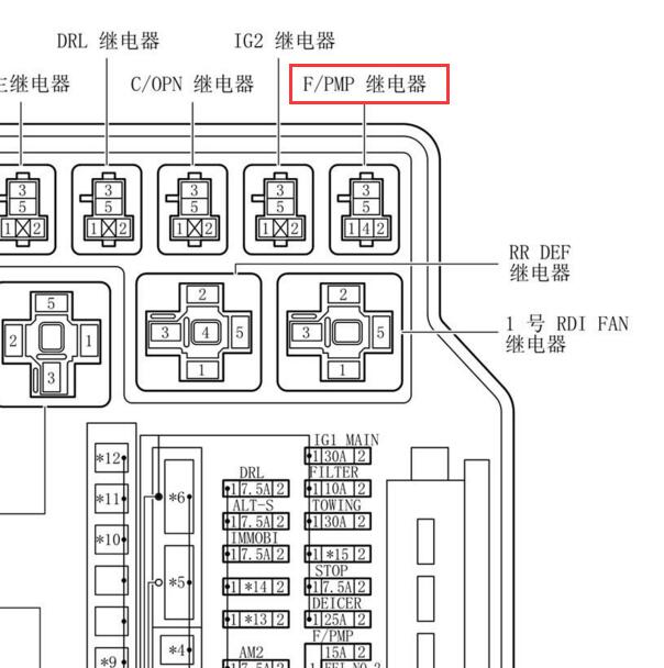 2012-2014年雷克萨斯RX350 油泵继电器位置