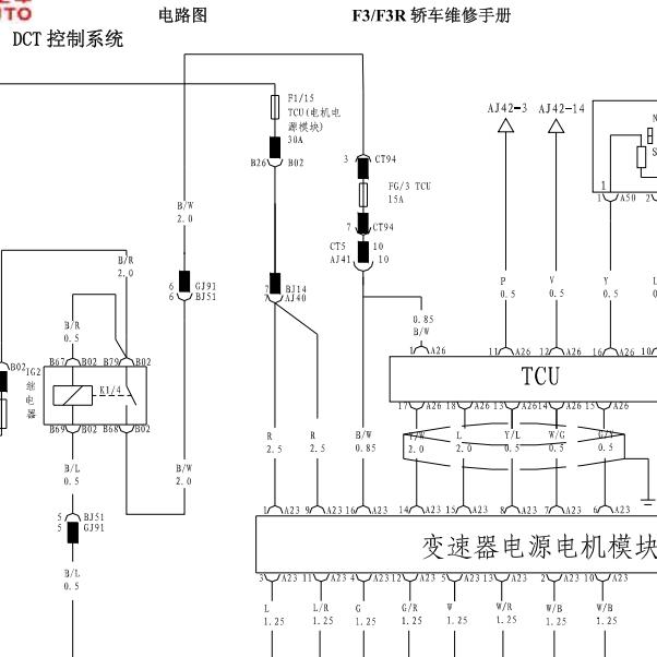 2014年比亚迪F3变速箱电路图