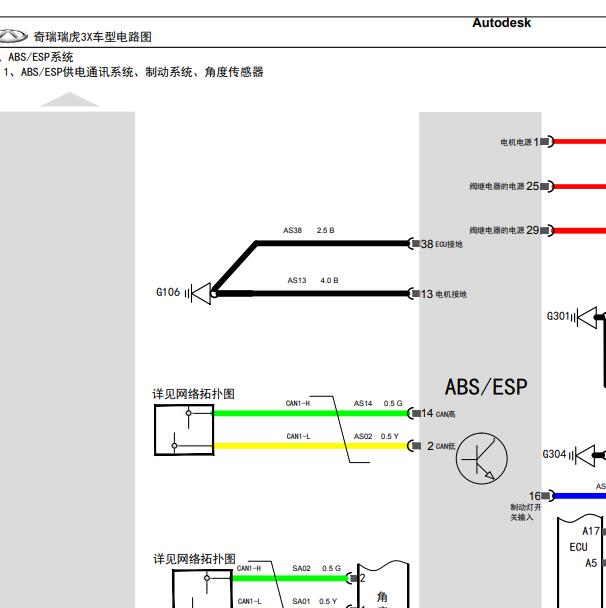 2016-2017年奇瑞瑞虎3X ABS电路图