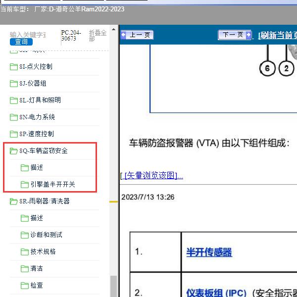 2022-2023年道奇-公羊Ram 防盗系统维修手册
