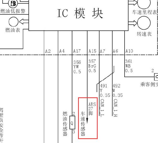 2014-2015年长城M4车速传感器电路图